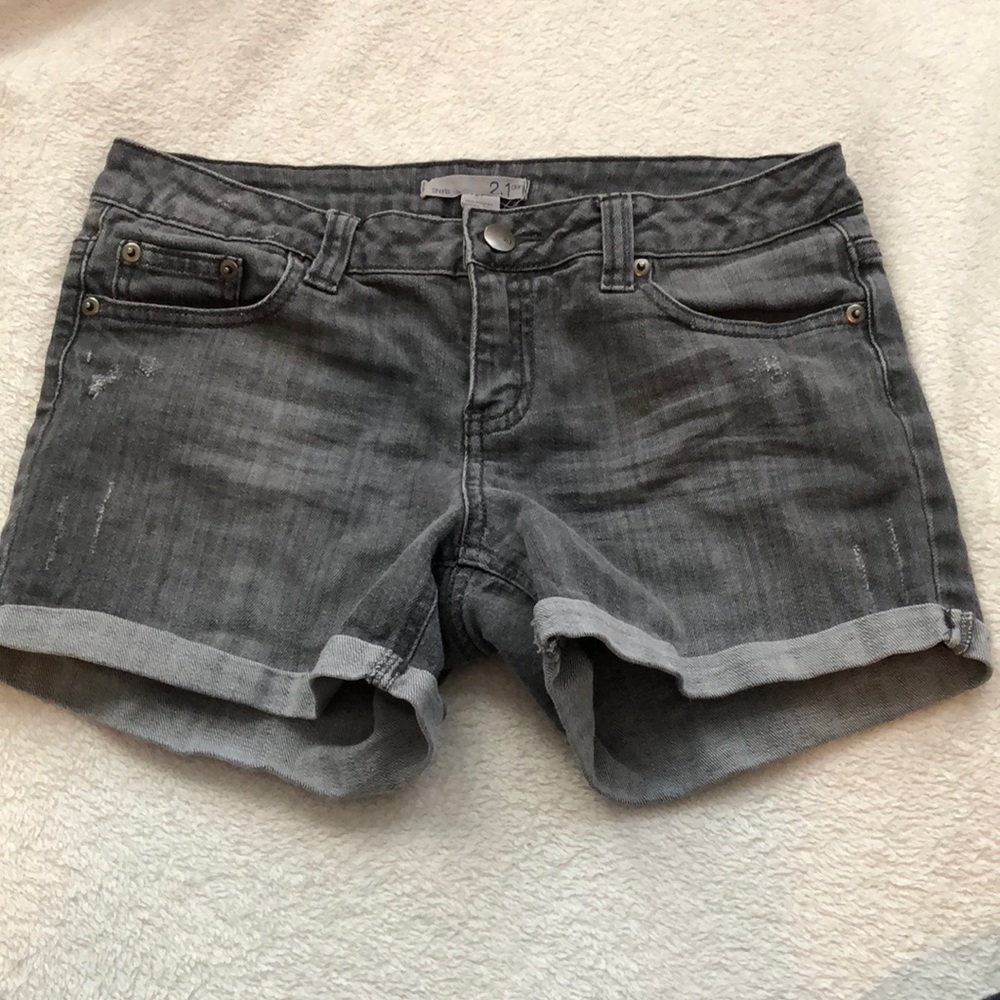 Grey denim shorts